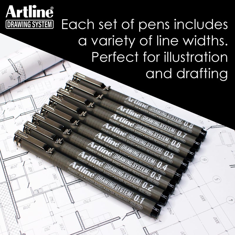 Artline 230 Drawing System Pens, Technical Drawing Pens For Drafting, Illustrating, and More, 0.2mm, 0.4mm, 0.6mm, and 0.8mm Fine Tips - Black, 4-Pack - Image 5